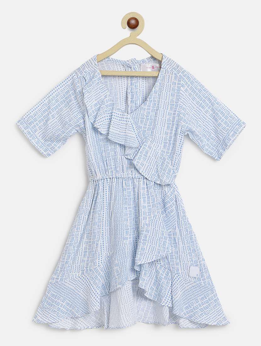 girls v neck short sleeves frock