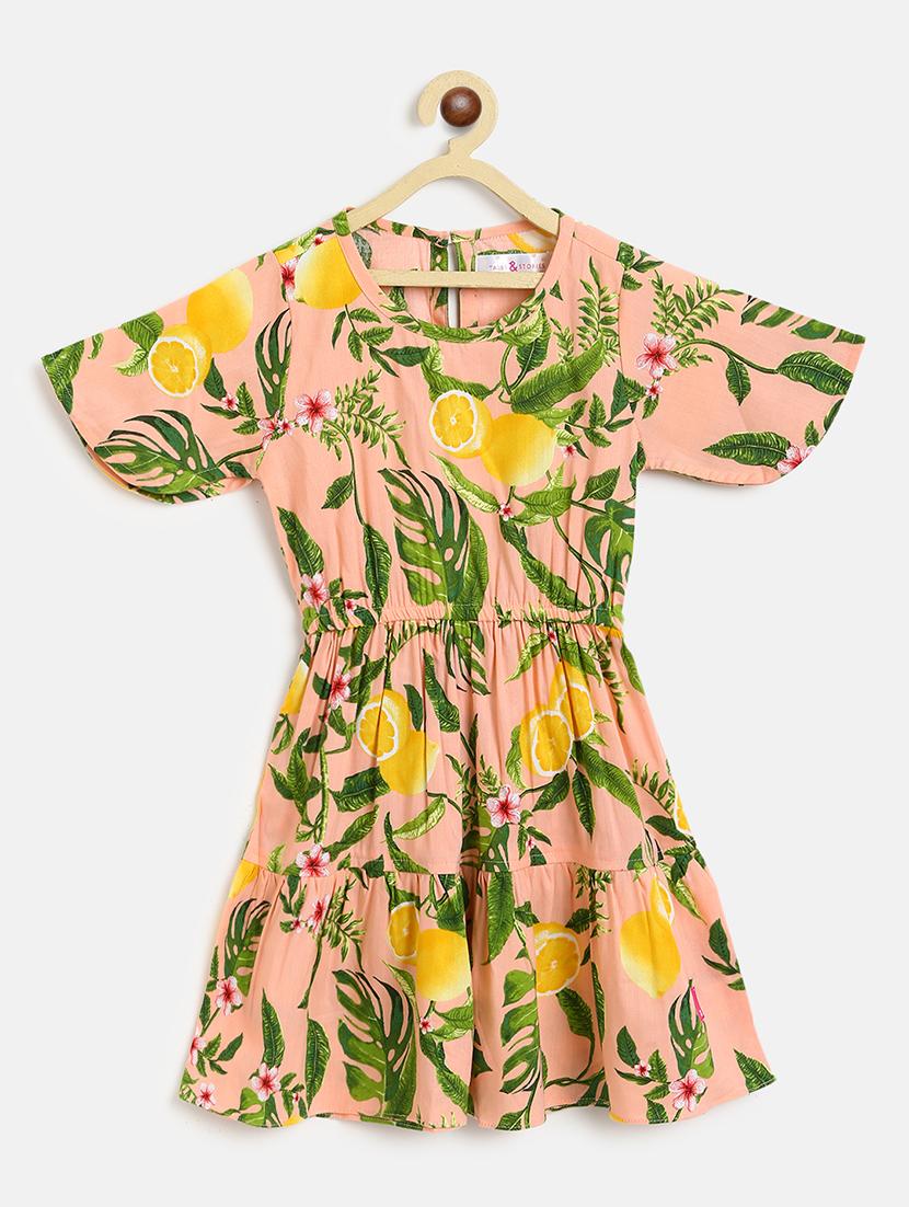 girls round neck short sleeves frock