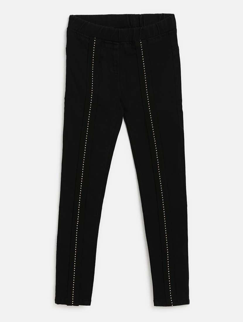 girls black solid jegging