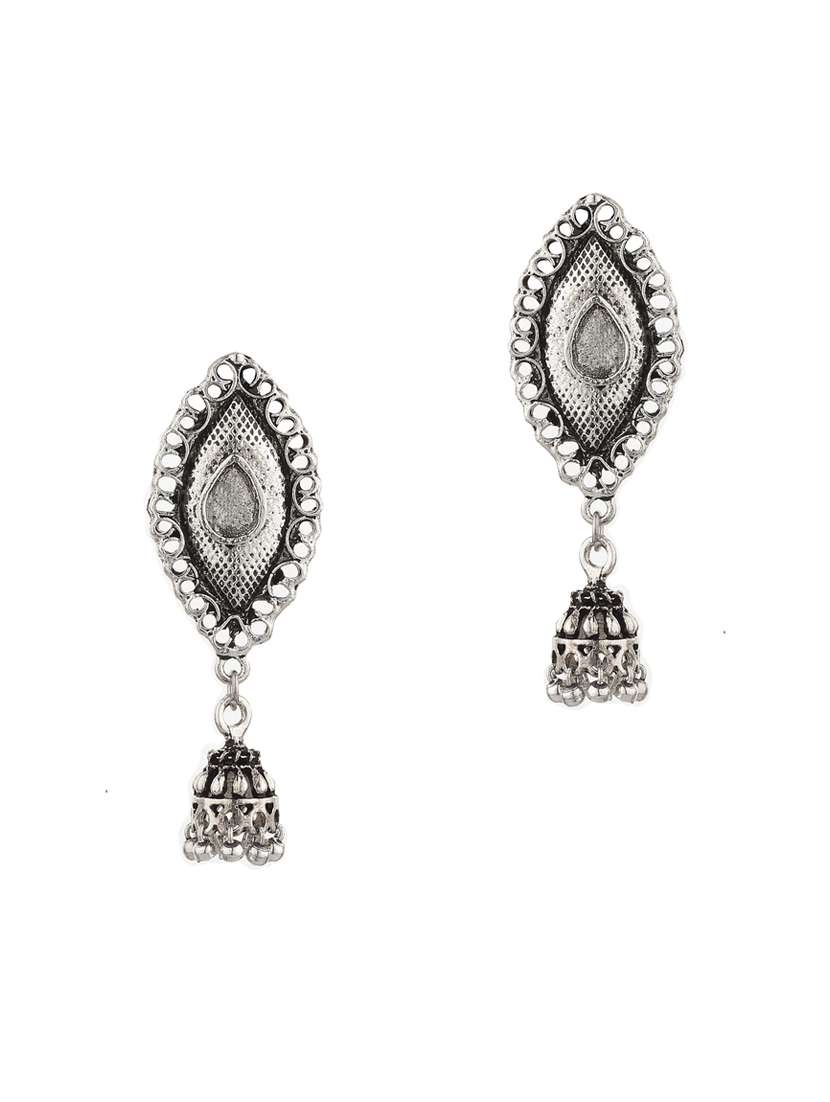 silver metal jhumka earring