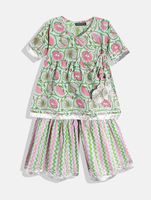 girls printed kurta sharara suit set - 18517012 - Standard Image - 0