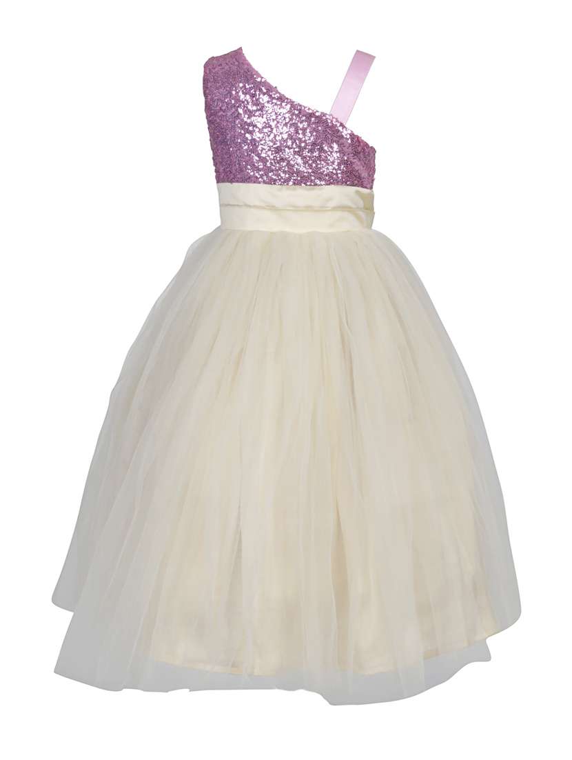 girls asymmetric neck sleeveless frock