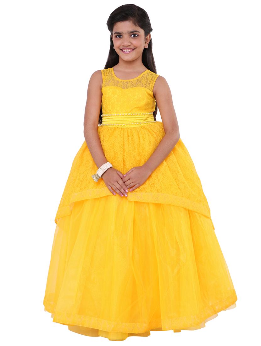 girls round neck embellished layered party gown - 18517120 -  Zoom Image - 0