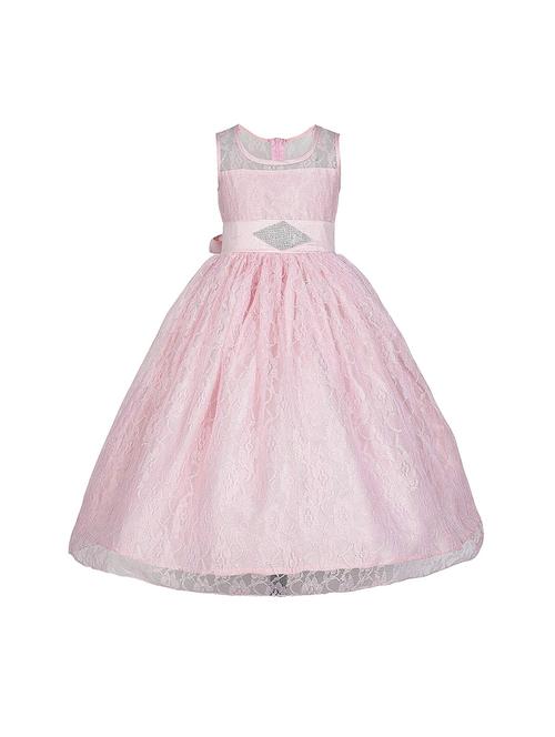 girls round neck embellished flared party gown - 18517208 - Standard Image - 0