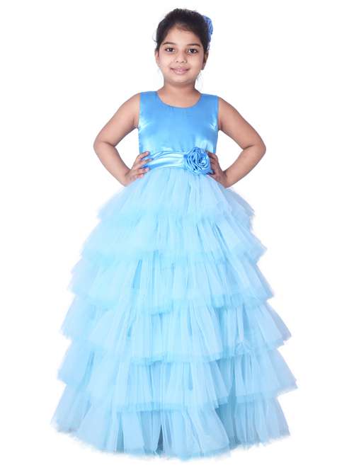 girls round neck embellished layered party gown - 18517224 -  Standard Image - 0