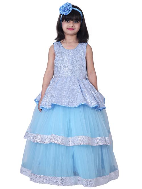 girls round neck embellished layered party gown - 18517333 -  Standard Image - 0