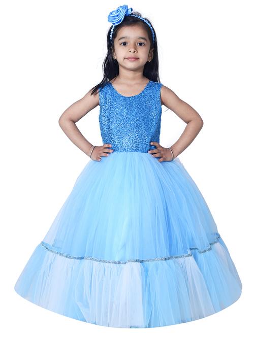 girls round neck embellished layered party gown - 18517351 - Standard Image - 0
