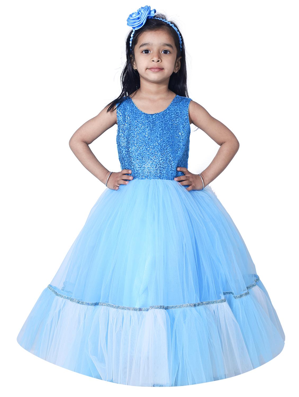 girls round neck embellished layered party gown - 18517351 - Zoom Image - 0