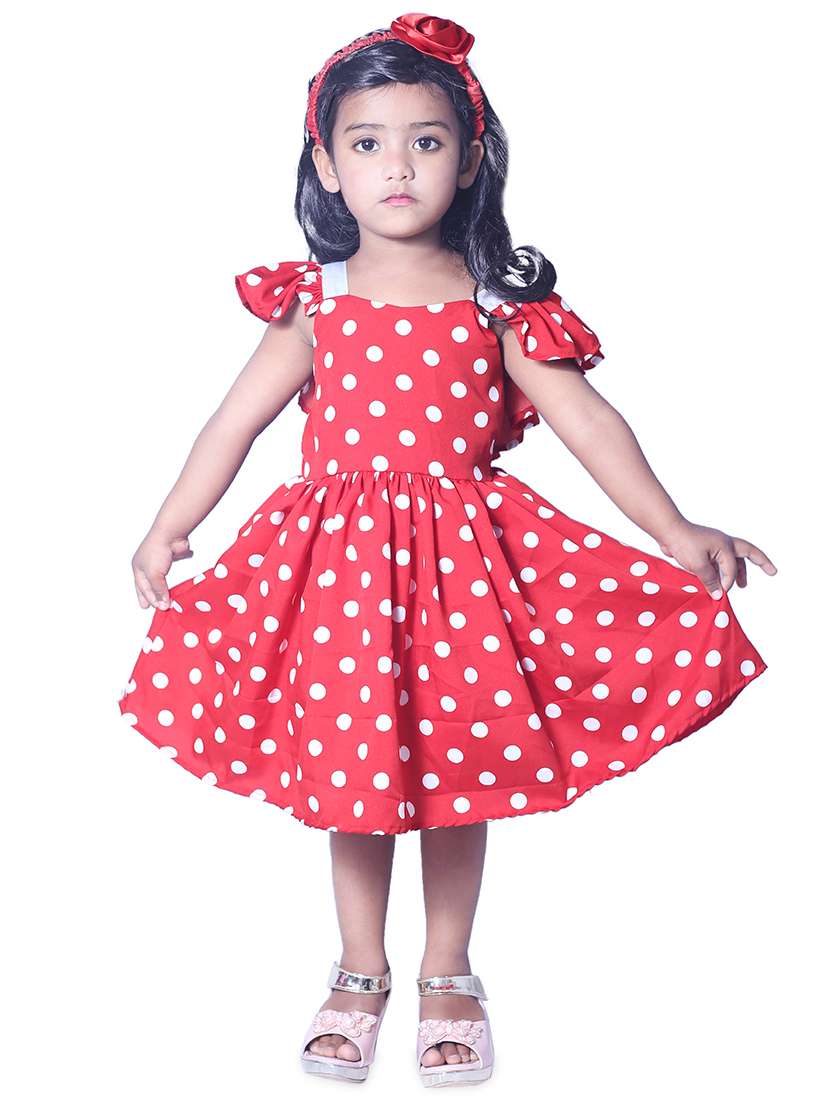 girls v neck short sleeves frock - 18517357 -  Zoom Image - 0
