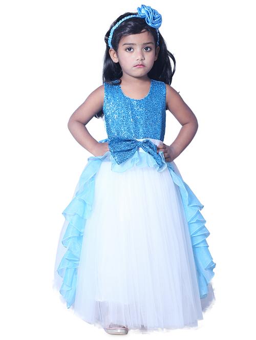 girls round neck embellished layered party gown - 18517360 -  Standard Image - 0