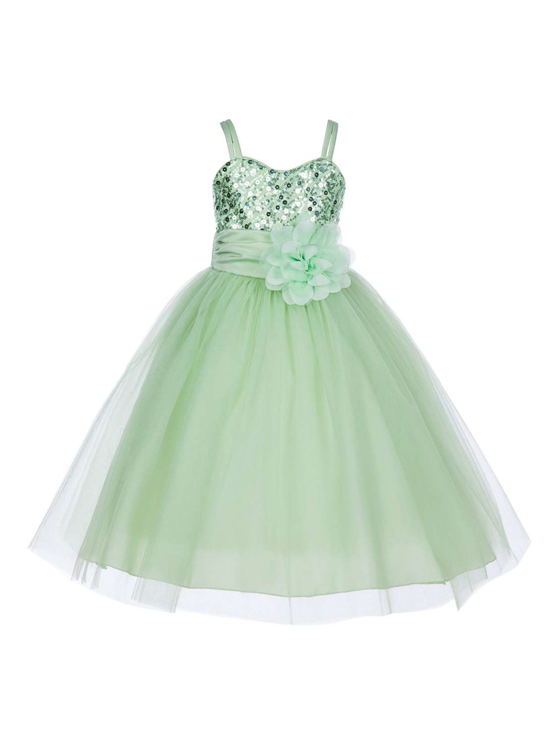 girls cami neck embellished flared party gown