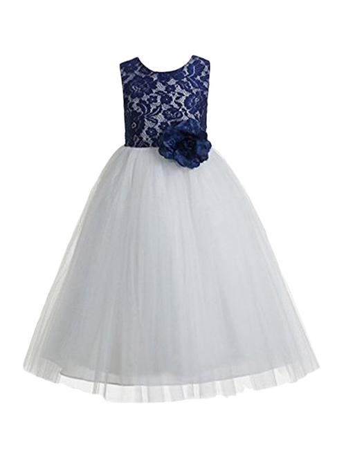 girls round neck embellished flared party gown - 18517414 - Standard Image - 0