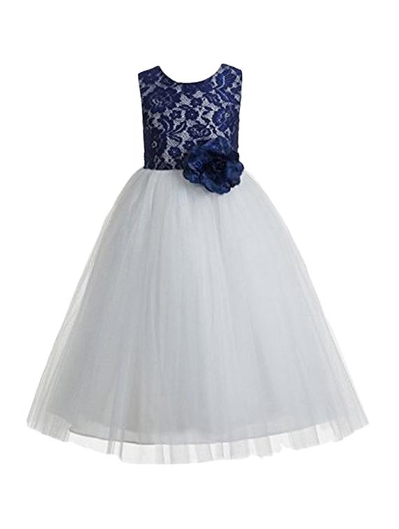 girls round neck embellished flared party gown - 18517414 - Zoom Image - 0