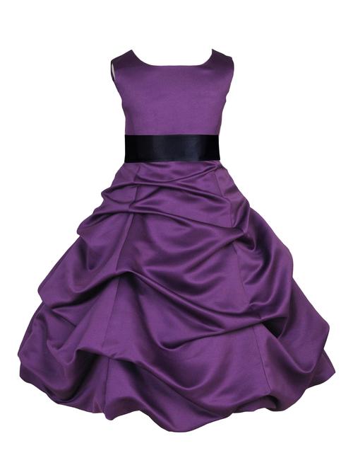 girls round neck solid layered party gown - 18517426 - Standard Image - 0