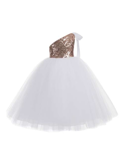 girls asymmetric neck single shoulder frock - 18517463 -  Standard Image - 0