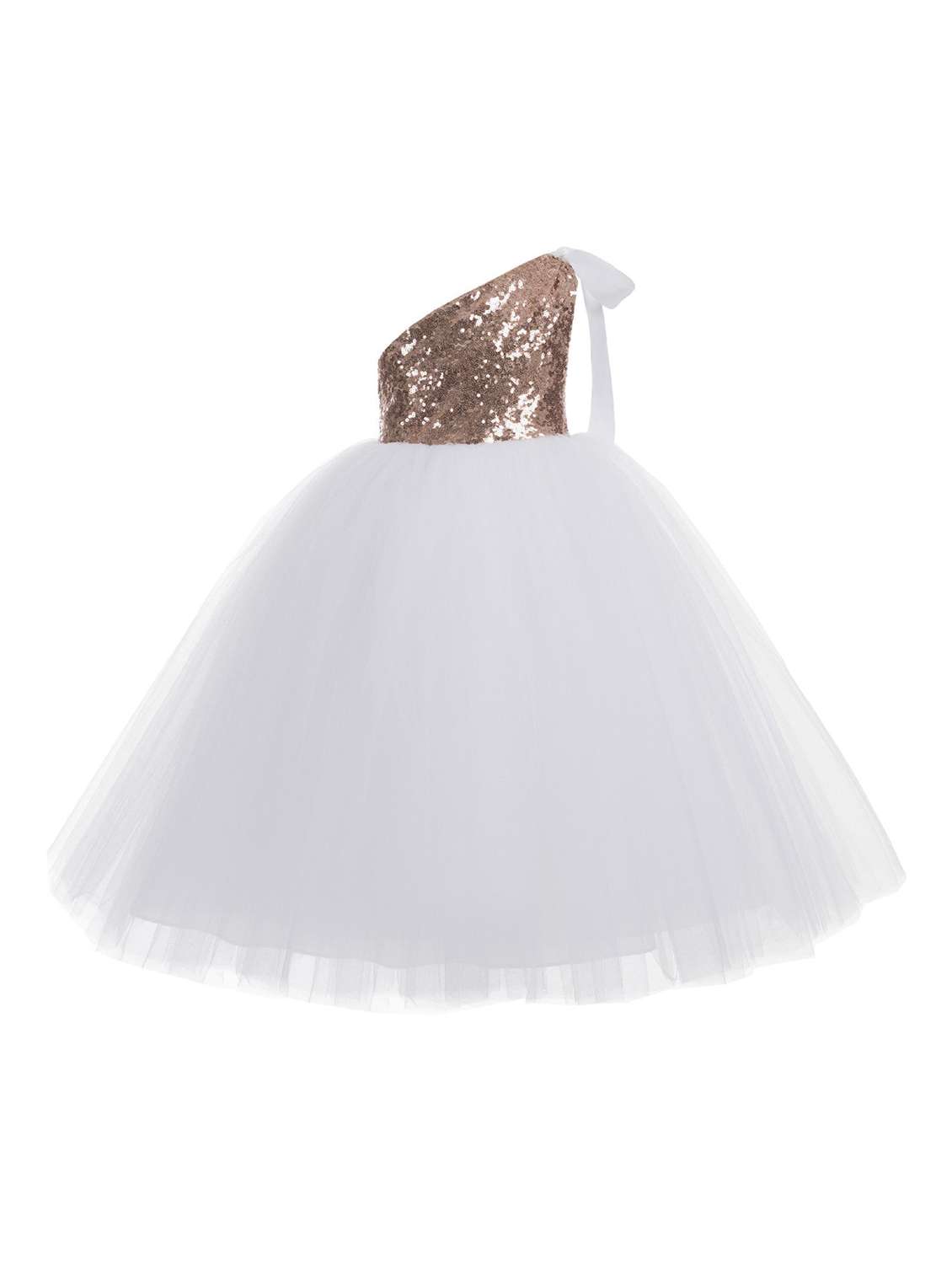 girls asymmetric neck single shoulder frock