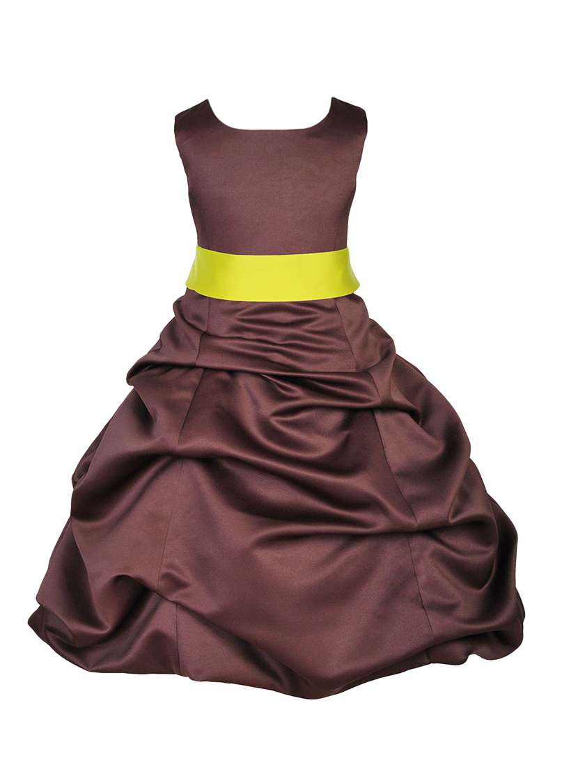 girls round neck solid layered party gown