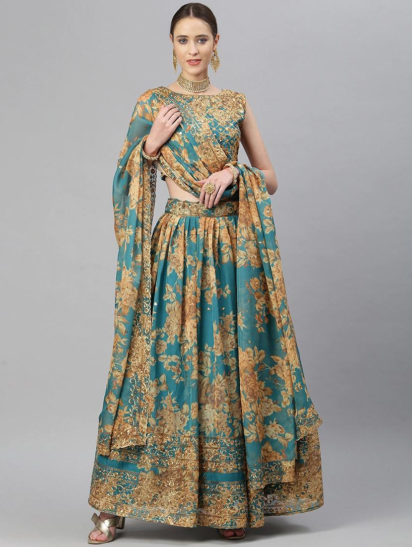 floral sequined lehenga and choli with dupatta - 18517574 - Zoom Image - 0