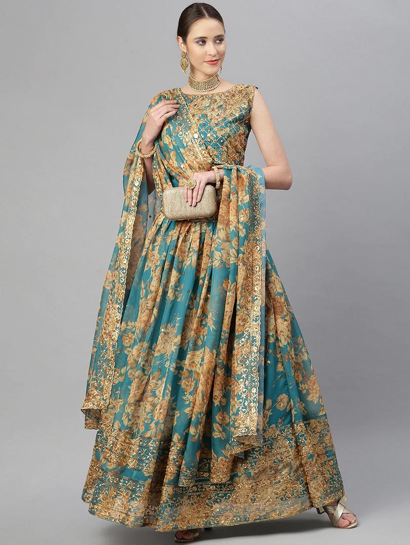 floral sequined lehenga and choli with dupatta - 18517574 - Standard Image - 3