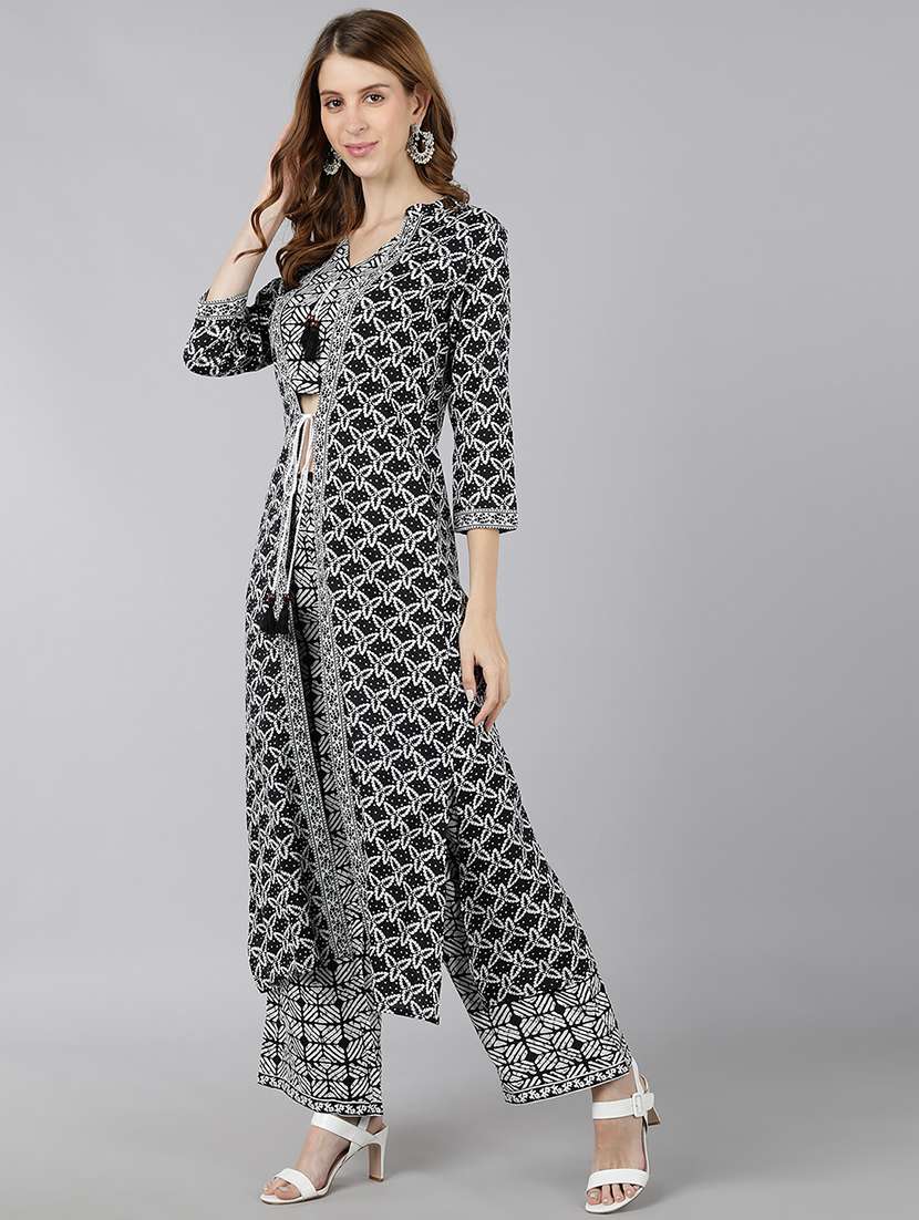 printed top pant with shrug 