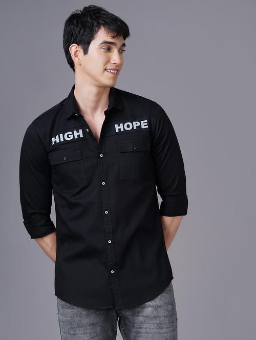 black typographic casual shirt - 18517707 -  Standard Image - 0