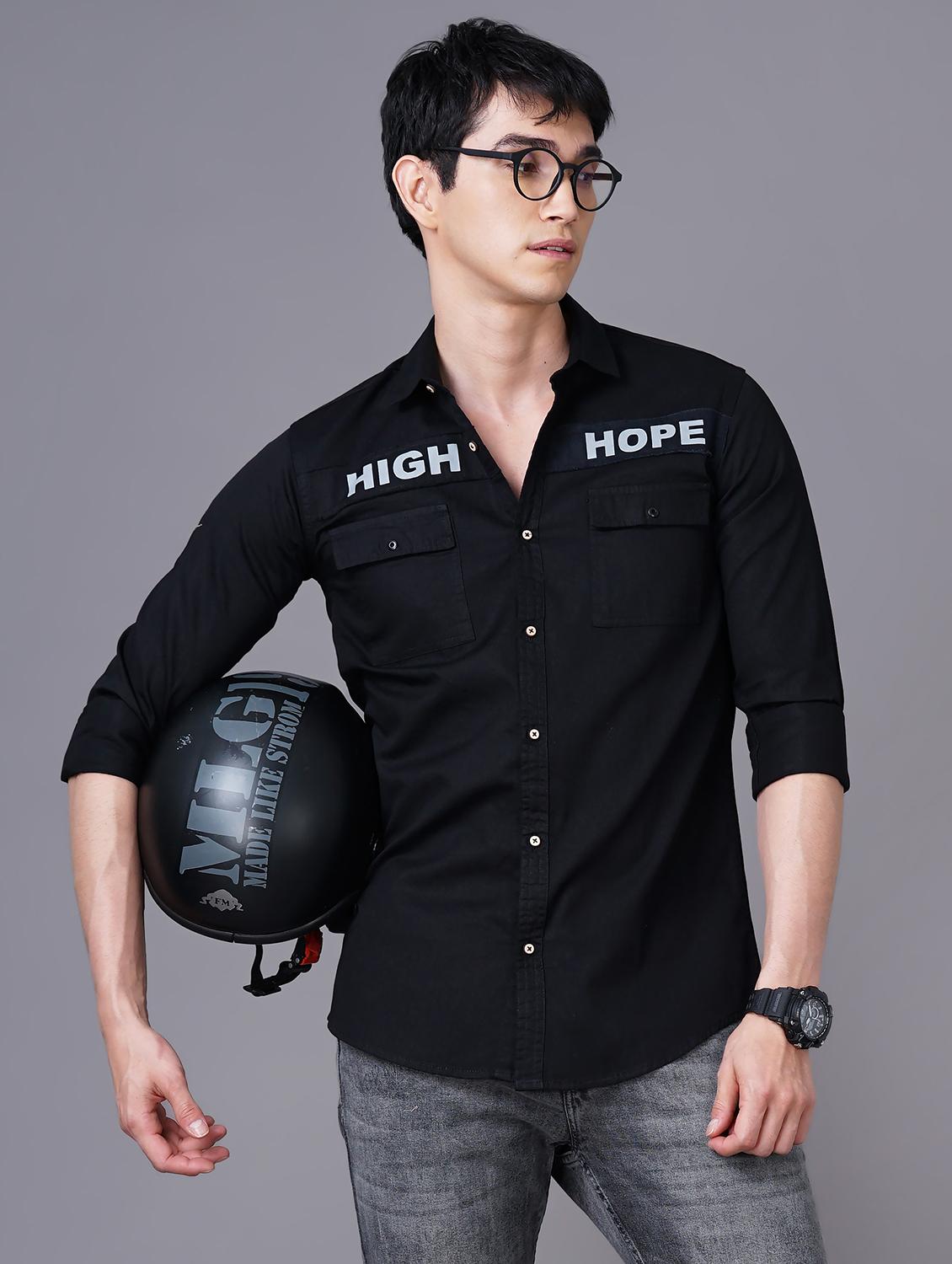 black typographic casual shirt - 18517707 - Standard Image - 3