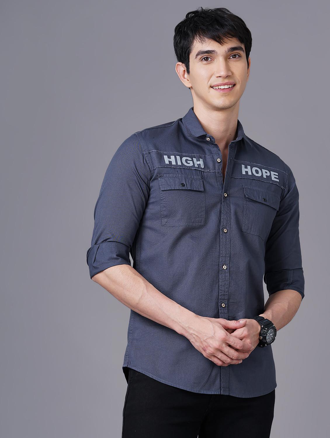 grey typographic casual shirt - 18517708 - Zoom Image - 0