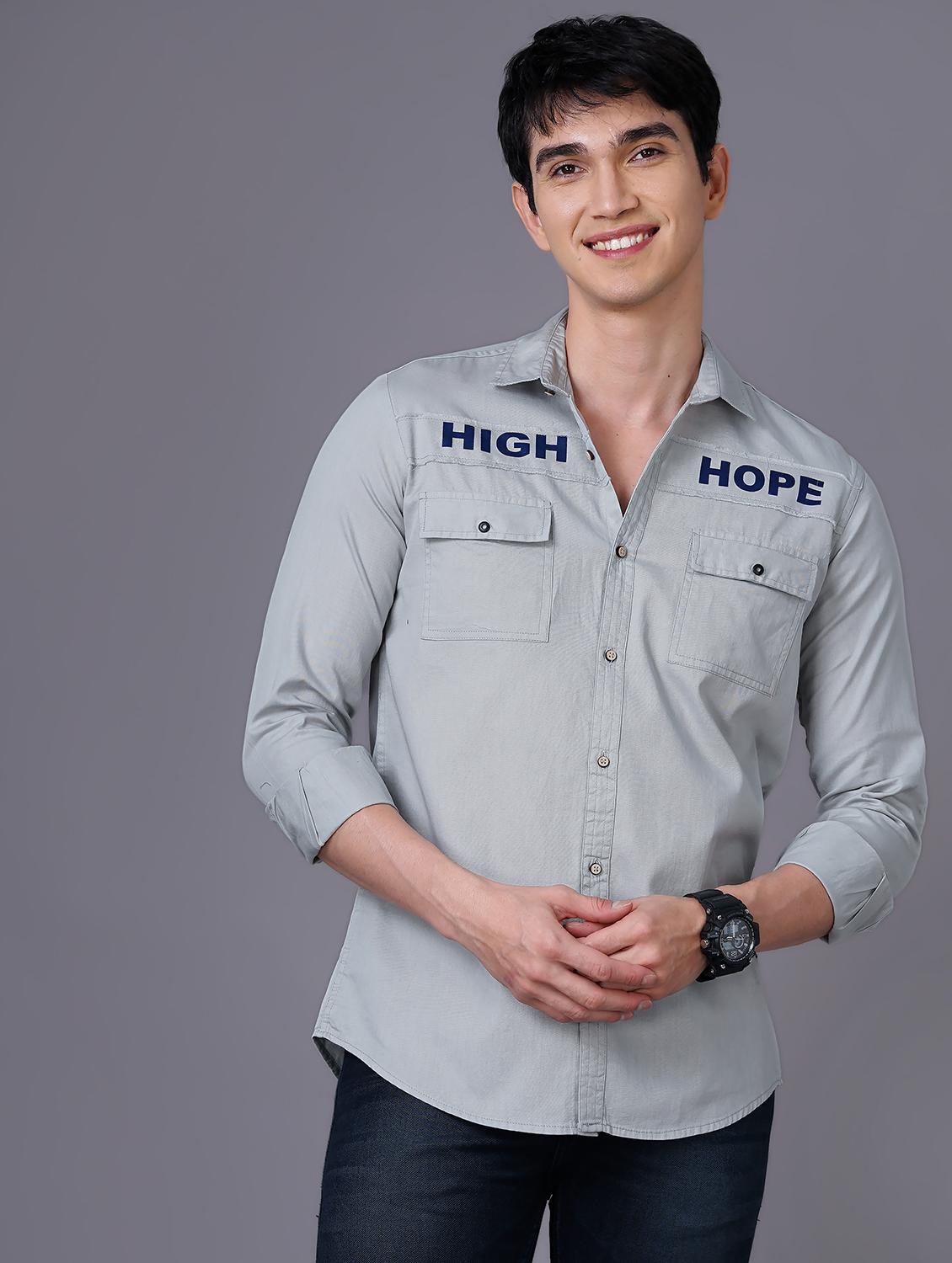 grey typographic casual shirt - 18517709 -  Zoom Image - 0