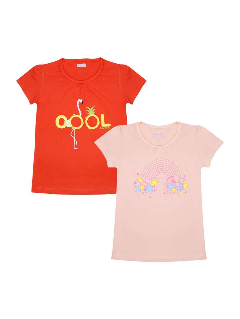 girls pack of 2 graphic print regular tee