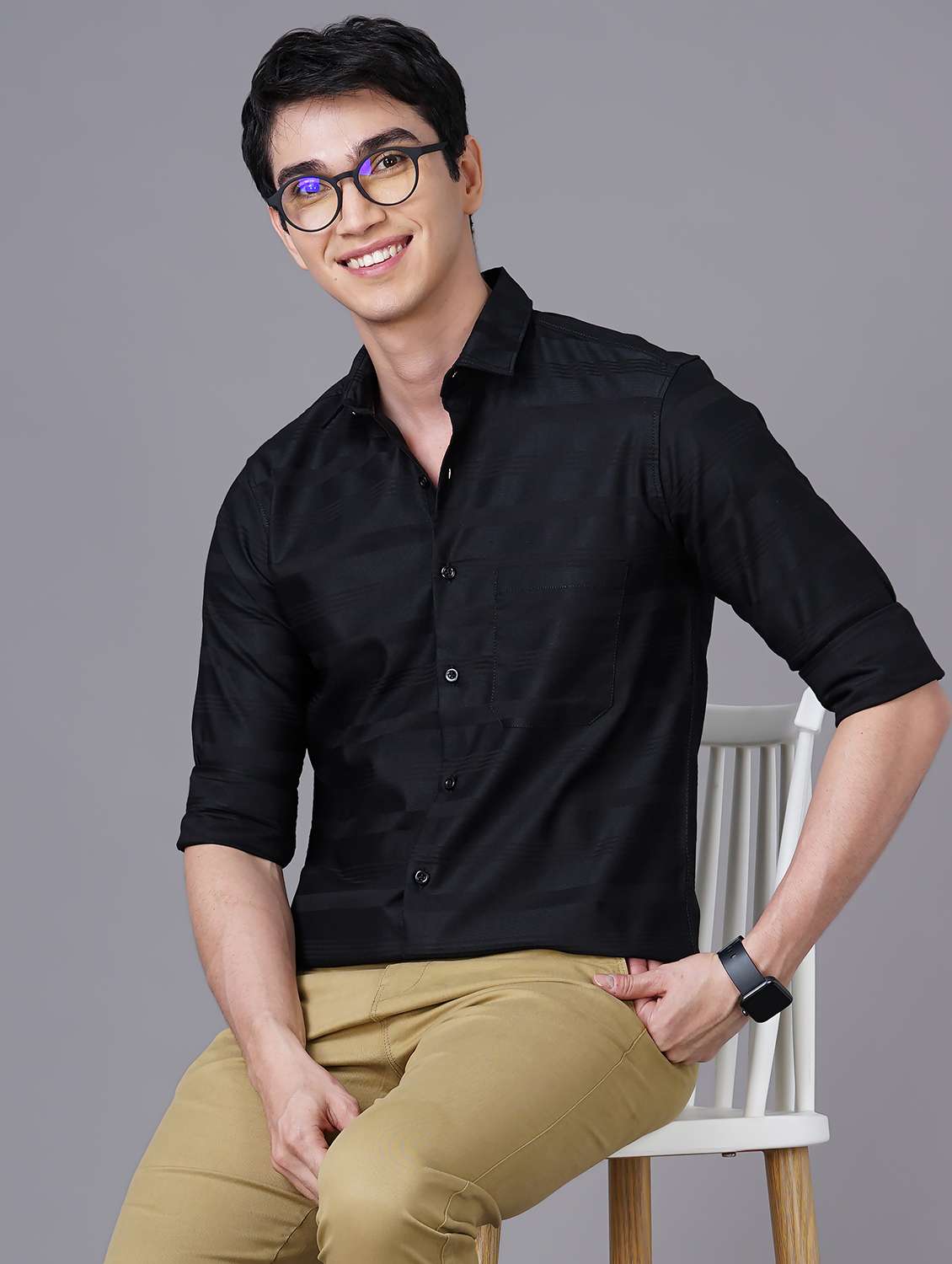 black striped casual shirt - 18518102 - Standard Image - 3