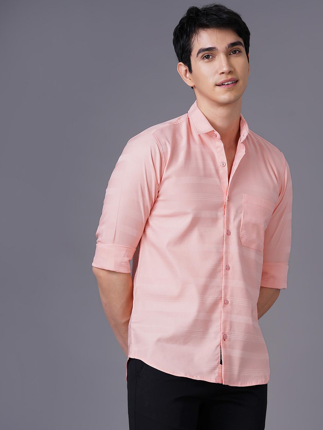 pink striped casual shirt - 18518106 - Zoom Image - 0