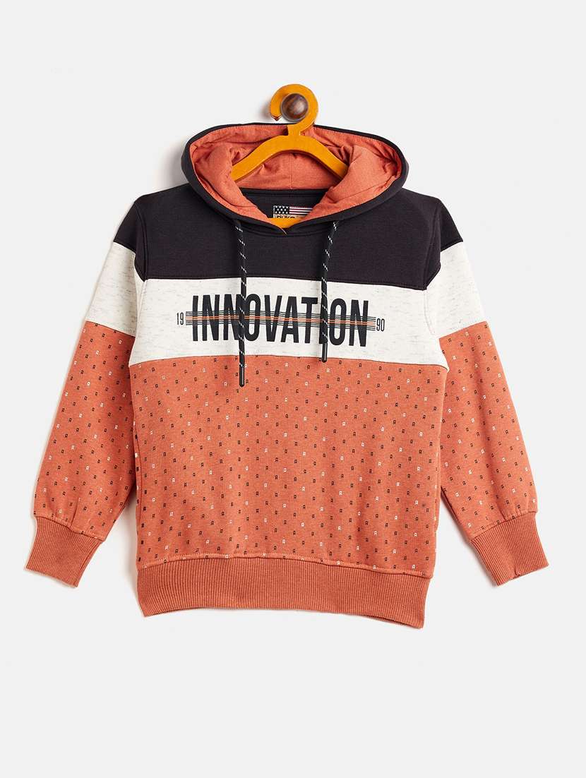 boys color block hooded sweatshirt