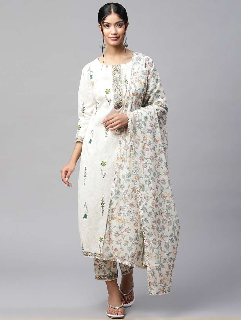 floral kurta pant set with dupatta 