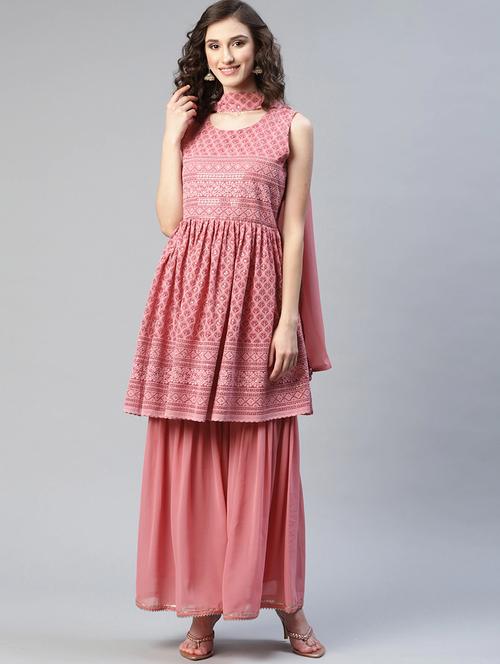 chikankari kurta sharara set with dupatta  - 18518927 -  Standard Image - 0
