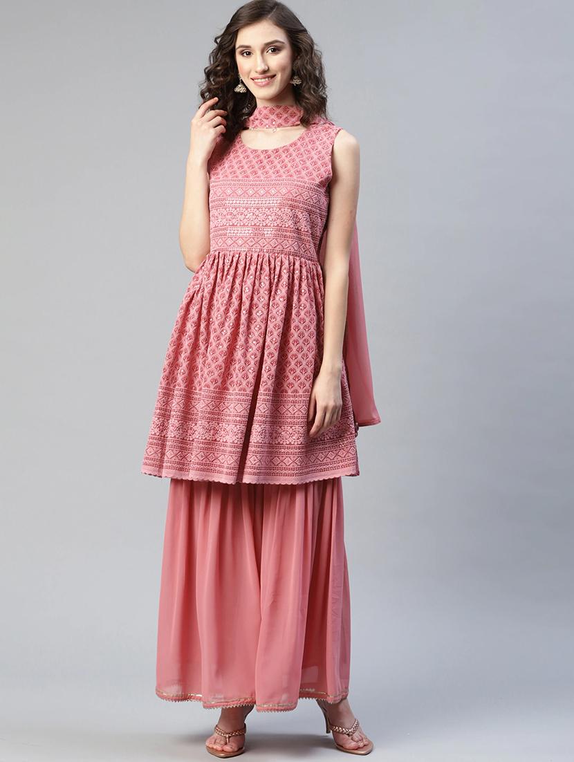 chikankari kurta sharara set with dupatta  - 18518927 -  Zoom Image - 0