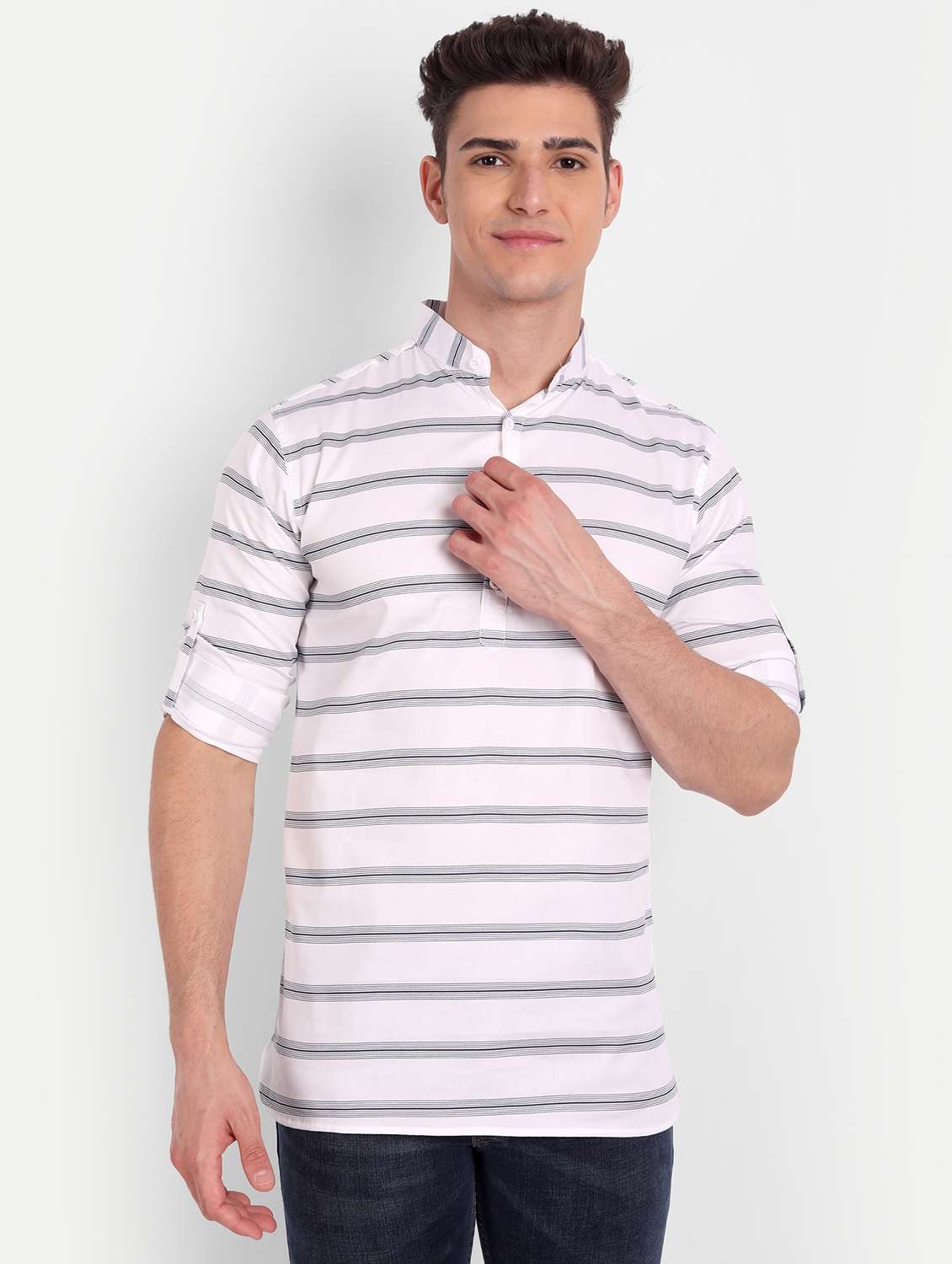 white striped short kurta
