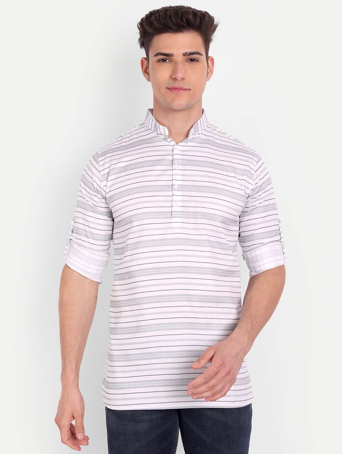 white striped short kurta
