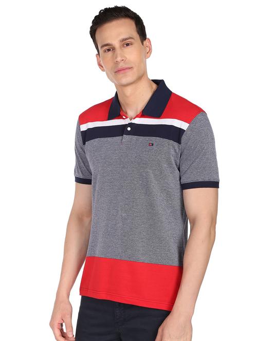 multi colored color blocked polo t-shirt - 18519385 - Standard Image - 0