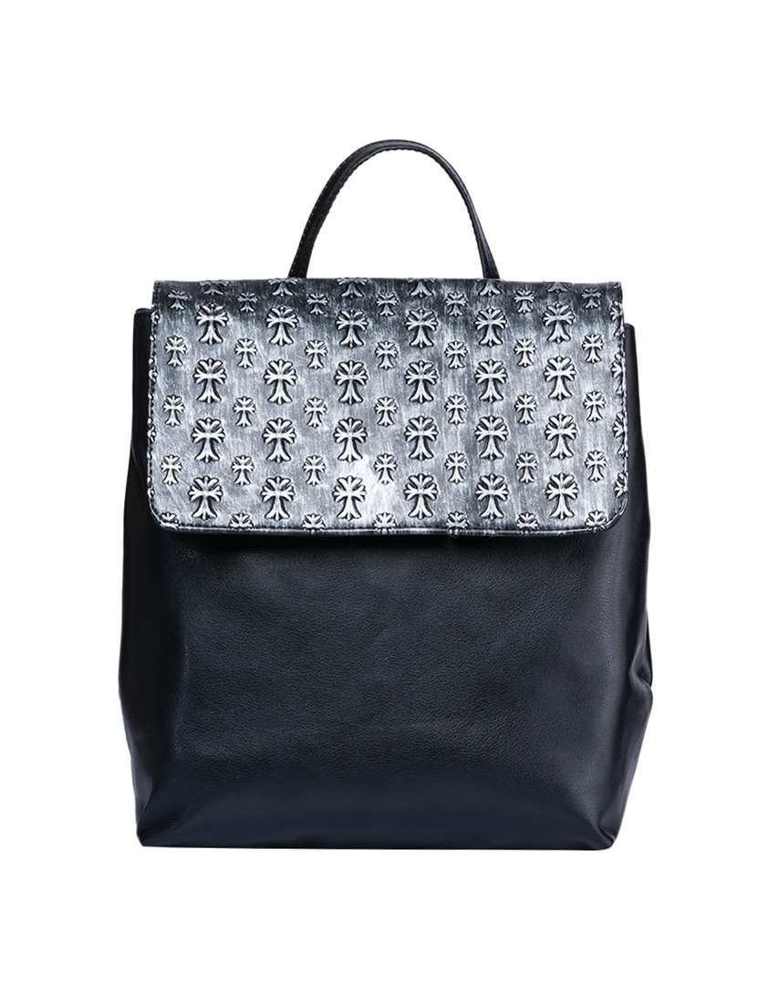 black printed regular backpack