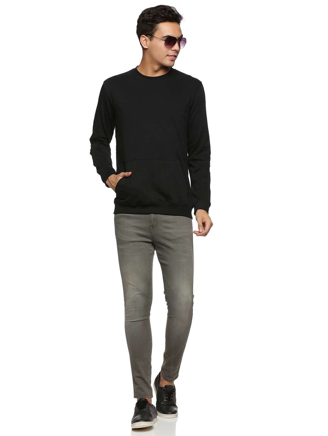 black solid sweatshirt - 18519782 - Standard Image - 3
