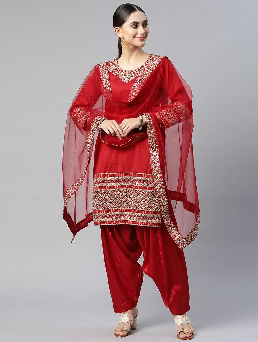 mirror work unstitched suit set