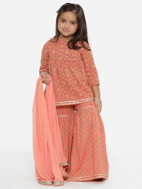 girl printed kurta sharara set - 18519878 - Standard Image - 0