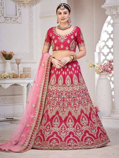 embroidered semi-stitched lehenga choli with dupatta - 18520164 -  Standard Image - 0