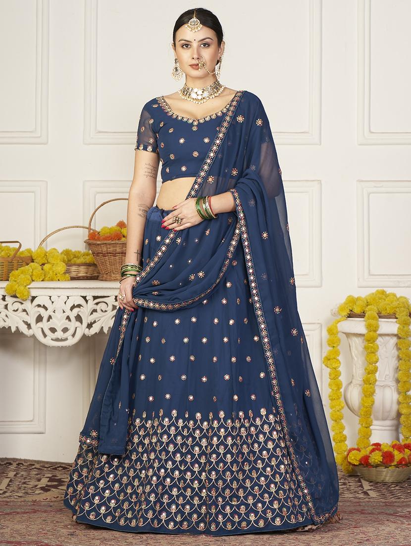 embroidered semi-stitched lehenga choli with dupatta - 18520170 -  Zoom Image - 0