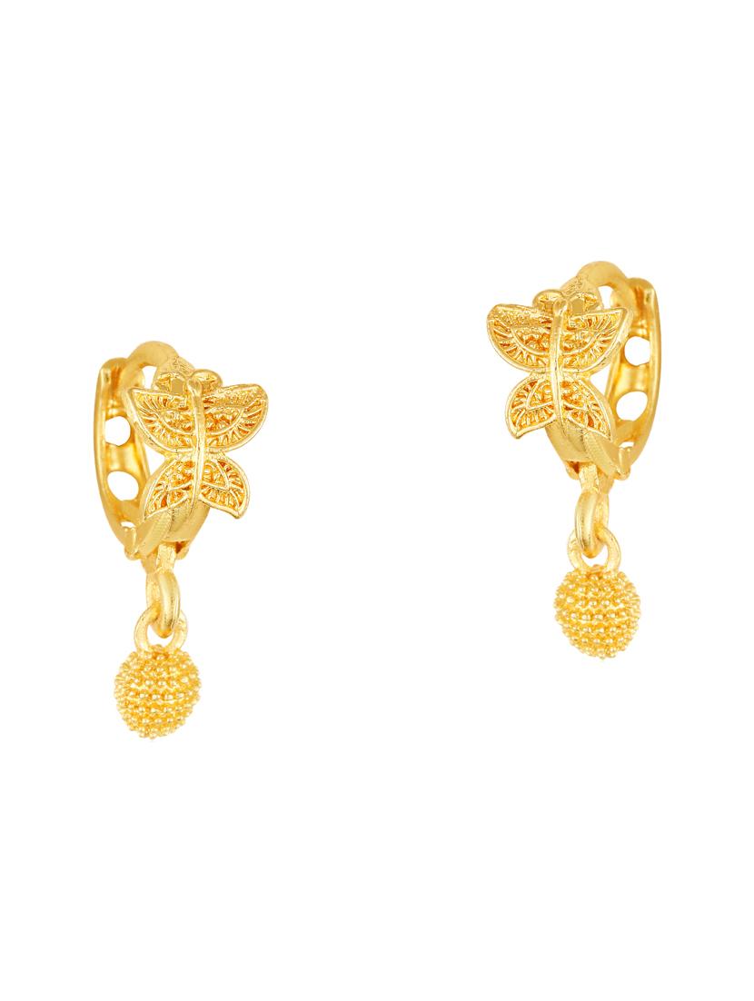 gold plated drop bali earring - 18520216 - Zoom Image - 0