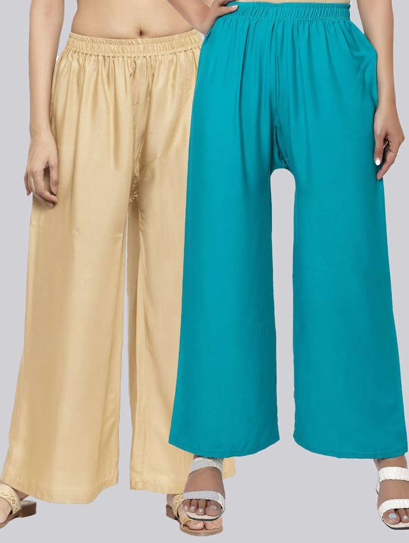 pack of 2 solid flared palazzo