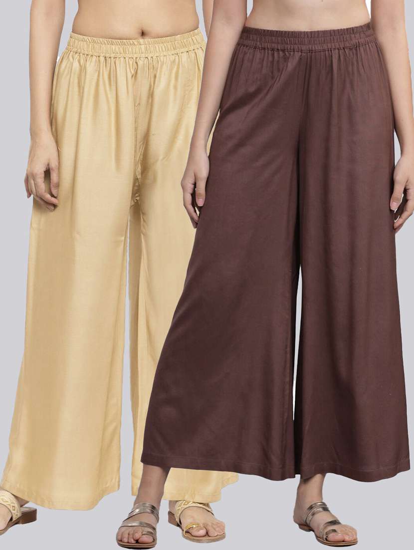 pack of 2 solid flared palazzo