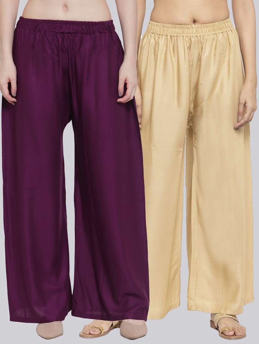 pack of 2 solid flared palazzo