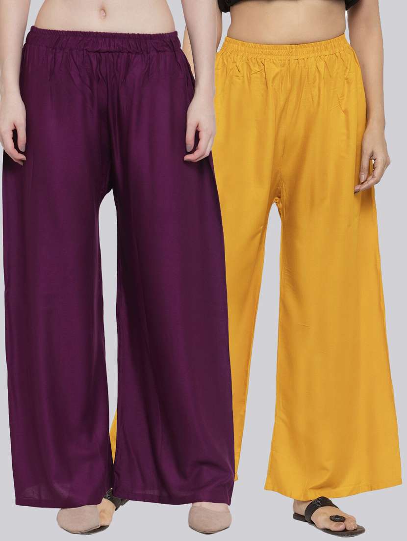 pack of 2 solid flared palazzo