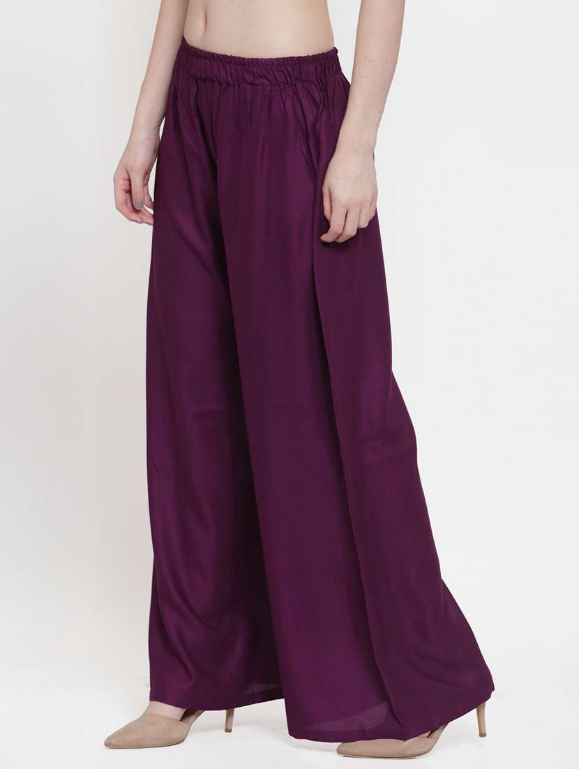 Pack Of 2 Solid Flared Palazzo - 18520471 -  Standard Image - 3
